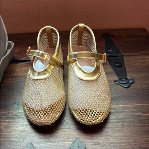 Gold Mesh Ballet Flats - Size 8